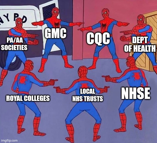 People who think that having a regulator will solve all the problems surrounding scope creep, supervision, accountability/liability/responsibility, etc, need to realise that will only happen with real regulation. The GMC has said it won't be doing that.

Current scenes: