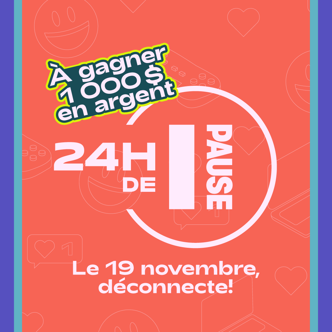 Le 24h de PAUSE revient le 19 novembre pour encourager les jeunes à se déconnecter des écrans pendant une journée et redécouvrir les bienfaits des activités hors ligne! Présenté par l’Association des optométristes du Québec, avec le soutien du <a href="/GouvQc/">Gouvernement du Québec</a>. 👉 bit.ly/476B7sA
