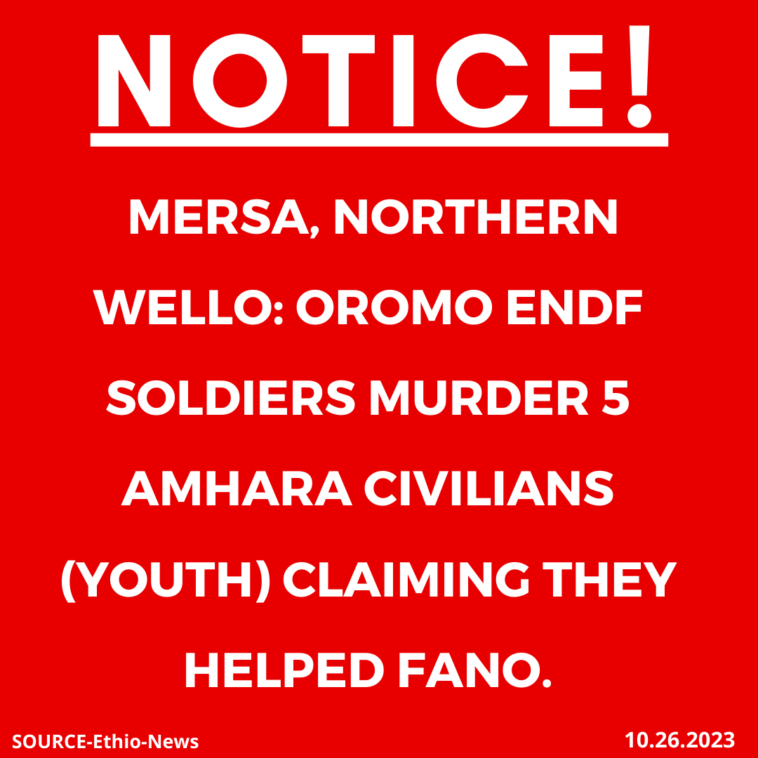 xotrinx1's tweet photo. INFO: ๐Mersa, Northern Wello: Oromo ENDF soldiers murder 5 Amhara civilians (youth) claiming they helped Fano.
#Ethiopia #xotrin #Mersamurder #OromOENDF #Amhararegion #NorthernWello #OromoENDFmurder https://t.co/dOIIz0toQy