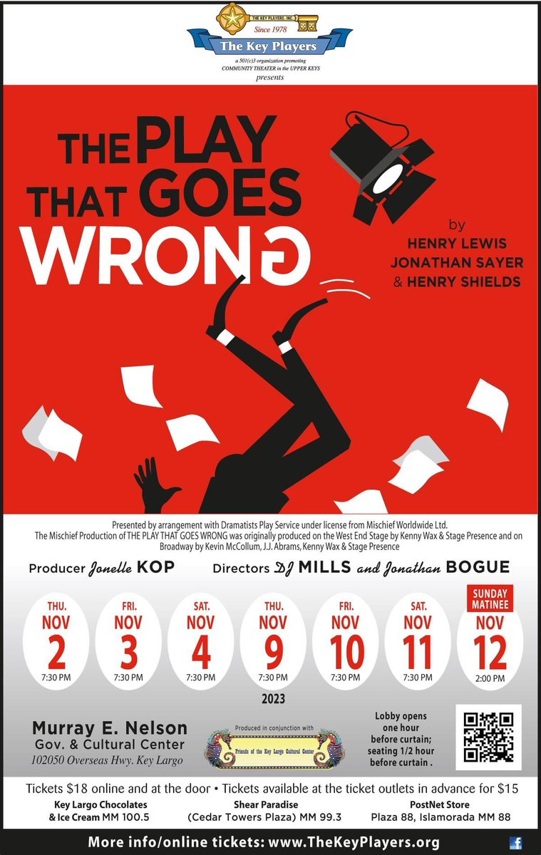 In the Florida Keys or plan to be? 
Join us for live local theatre 🎭 

#flkeys #islamorada #keylargo #keyplayers #theplaythatgoeswrong