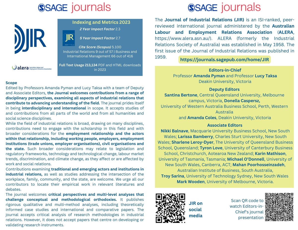 Journal of Industrial Relations tweet media