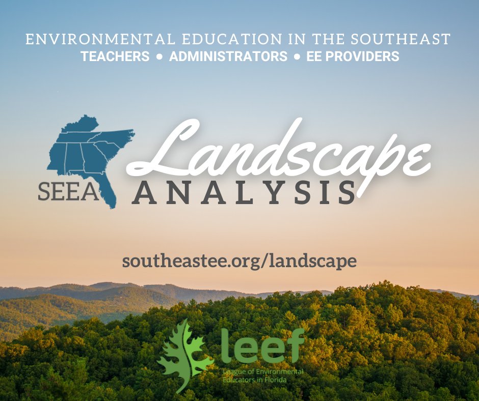 Thank you to the over 100 Florida teachers and administrators, and 97 EE providers who participated in our survey. Check out the results here:  southeastee.org/landscape

Read more here: leef-florida.org/page-18084/132…
Is your EE organization or school included? If not, please reach out!