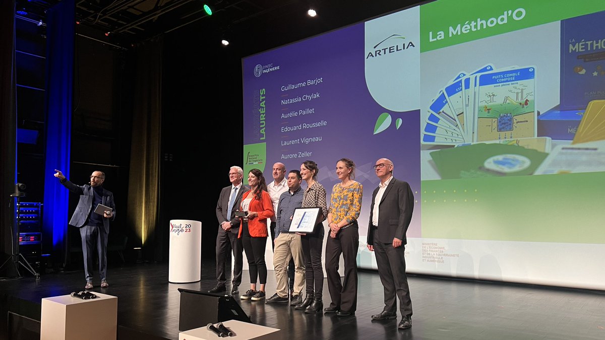 arteliagroup's tweet photo. 🎉 En live du Meet’Ingé par @Syntec_Inge : la Méthod’O d’Artelia décroche le #GPNI2023 dans la catégorie « adapter l’existant pour lutter contre les causes ou les effets du dérèglement climatique » ! 🥇
 #Artelia #Ingénierie #Résilience #ChangementClimatique https://t.co/EuaIncb0qY