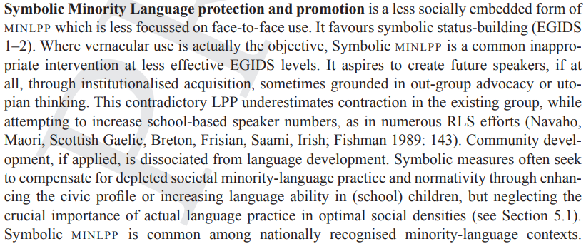 ConchurOG's tweet photo. Our analysis of the limitations of Symbolic Minority-language promotion, pg. 404, Chap 26, Minority Language Protection and Promotion, in the Routledge Handbook of Language Policy and Planning #MinLPP https://t.co/G0sov8L2ZT