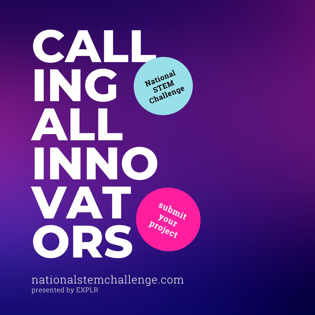 🚀Exciting news! National STEM Festival is NOW accepting project submissions. Embrace your inner scientist, engineer, tech or math whiz! Let your curiosity be a driving force to help the planet. Submissions close Nov. 12. Visit: bit.ly/3Qtzwr4 #EXPLR