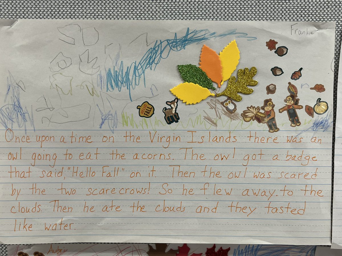 PreK fall writing. Students are learning about letters and how words match the pictures. #KindergartenReadiness #SPSUnited