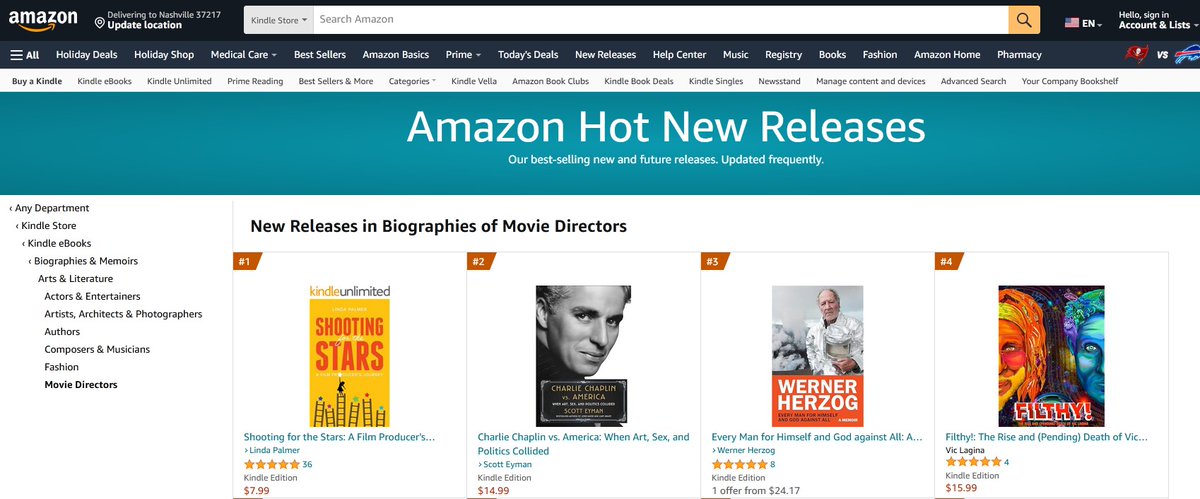 This is exciting to discover!  My book, #ShootingfortheStars is #1 on Kindle for #moviedirector #biographies  📖🎬

Check out all the 5 star ratings and if you're considering producing a project, you may want to get the book!  amazon.com/Shooting-Stars…