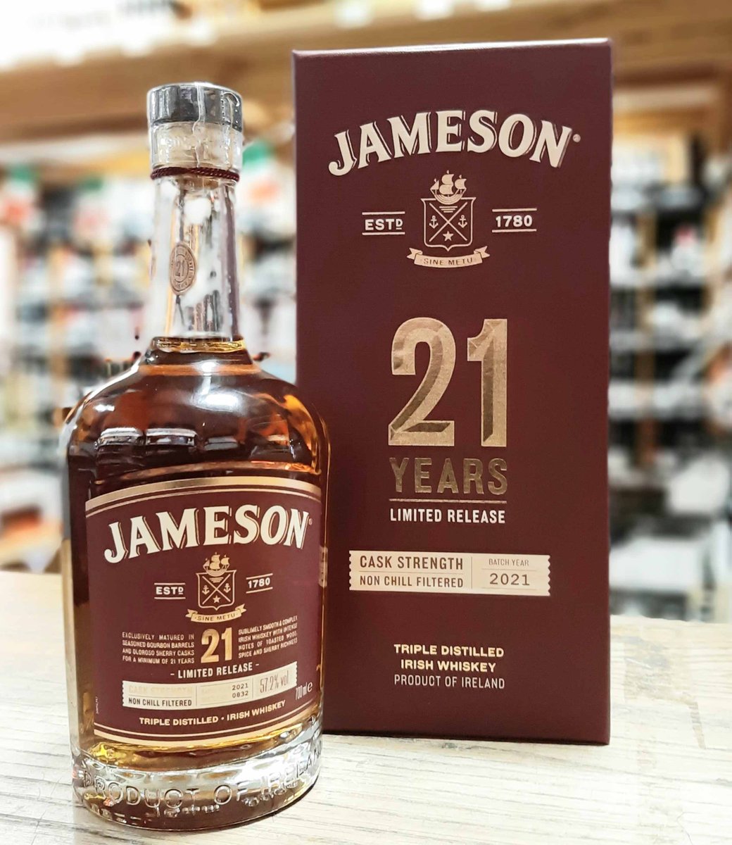 Get your hands on our last bottle of this stunning Irish whiskeys initially matured in a range of ex-bourbon & oloroso sherry seasoned casks! Currently available to order online from bit.ly/Jameson21 #jameson21yearold #jamesonirishwhieksy #collectableirishwhiskey