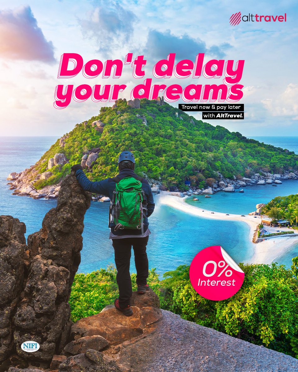 alttravelng's tweet photo. Make your travel dreams a reality now with AltTravel and pay later with our seamless payment option. 😁

Send us a DM today to get started.😊

#AltTravel #FlyNowPayLater #EveryoneCan #Tourism https://t.co/c8YW2jIxO8