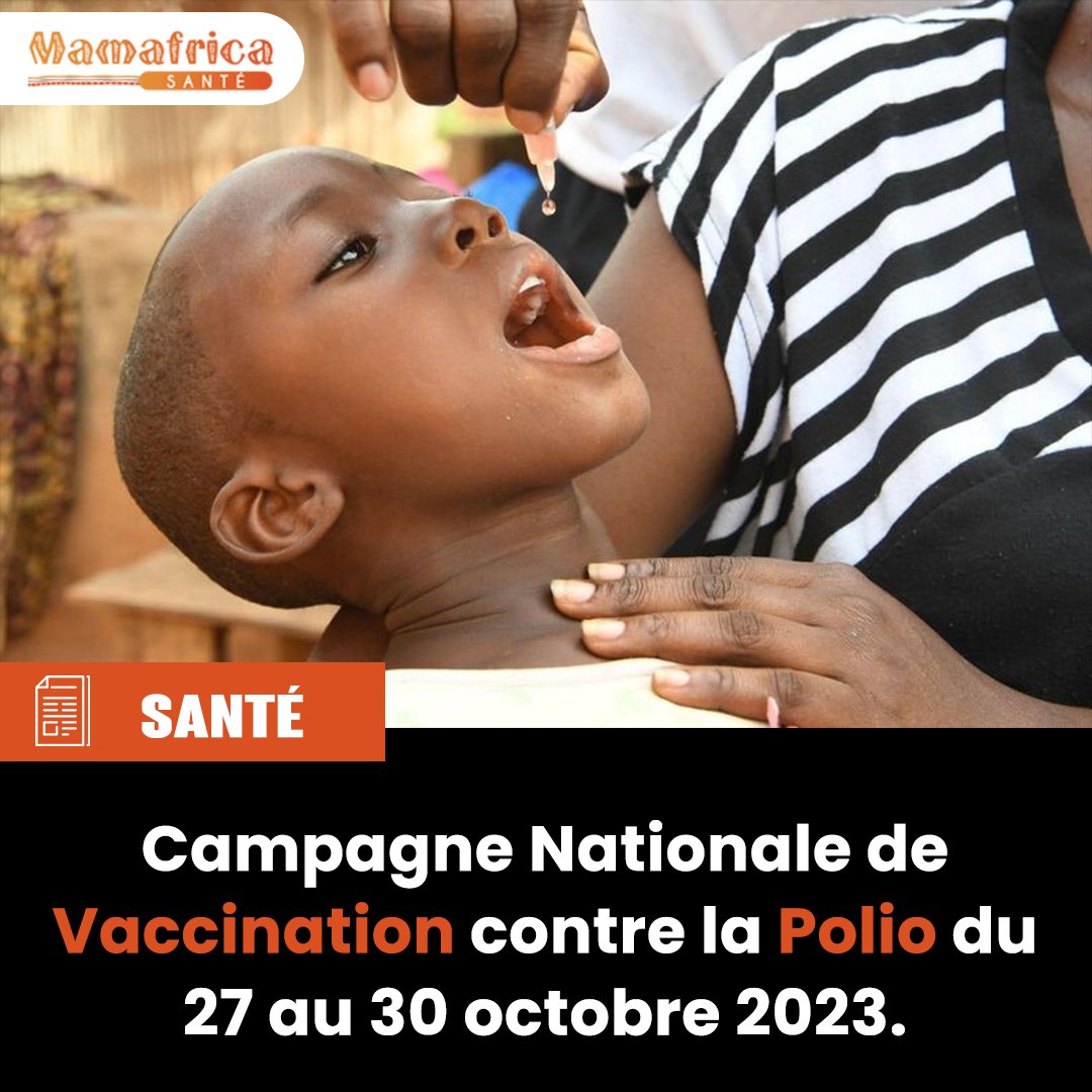 #ActualitéSanté 🩺 : Campagne Nationale 🇨🇮 de Vaccination contre la #Polio du 27 au 30 octobre 2023.

=====
#MamafricaSante 
#MSHPCMU #JNV #Vaccination #Poliomyélite