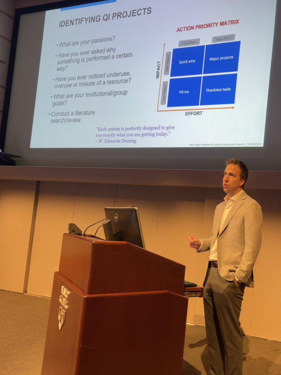 SWigersma's tweet photo. “Be passionate about solving the problem, not proving your solution.”Excellent discussion about impending Quality Improvement projects in anesthesia practice. 🎙️Tyler Little, CRNA @MayoAnesthesia 
#Mayo Clinic Seminar for Nurse Anesthetists https://t.co/j9eKxpBBJ1