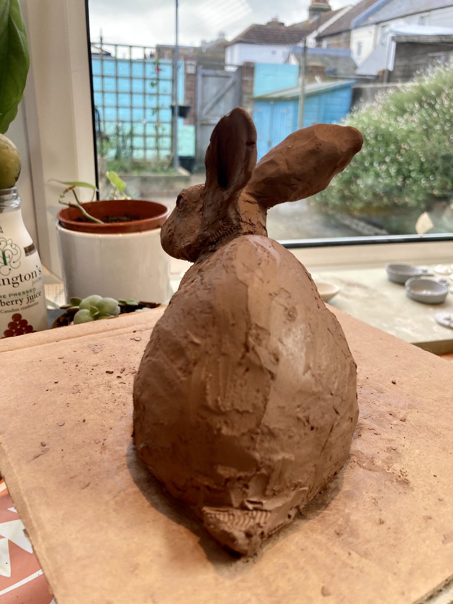 A rabbity kind of day… work in progress #ceramic #rabbit #sculpture #terracotta #notachocolatebunny