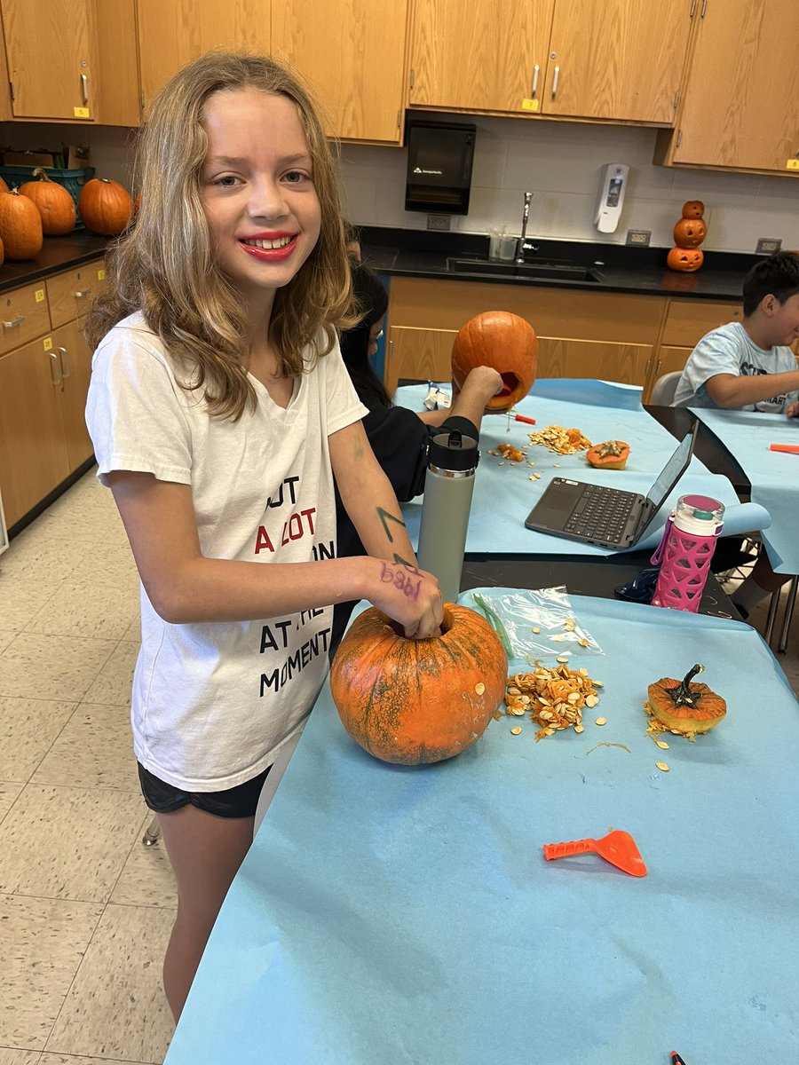 Smarts_Mill's tweet photo. Today is PUMPKIN STEAM DAY in Mrs. Collins class. The students are measuring and classifying pumpkins, testing density,making Pumpkin Chuckers, designing Jack O Lanterns, extracting DNA, creating corn mazes, and much more! Great engaging lesson that supports the curriculum!!! https://t.co/pfNh284Xhi