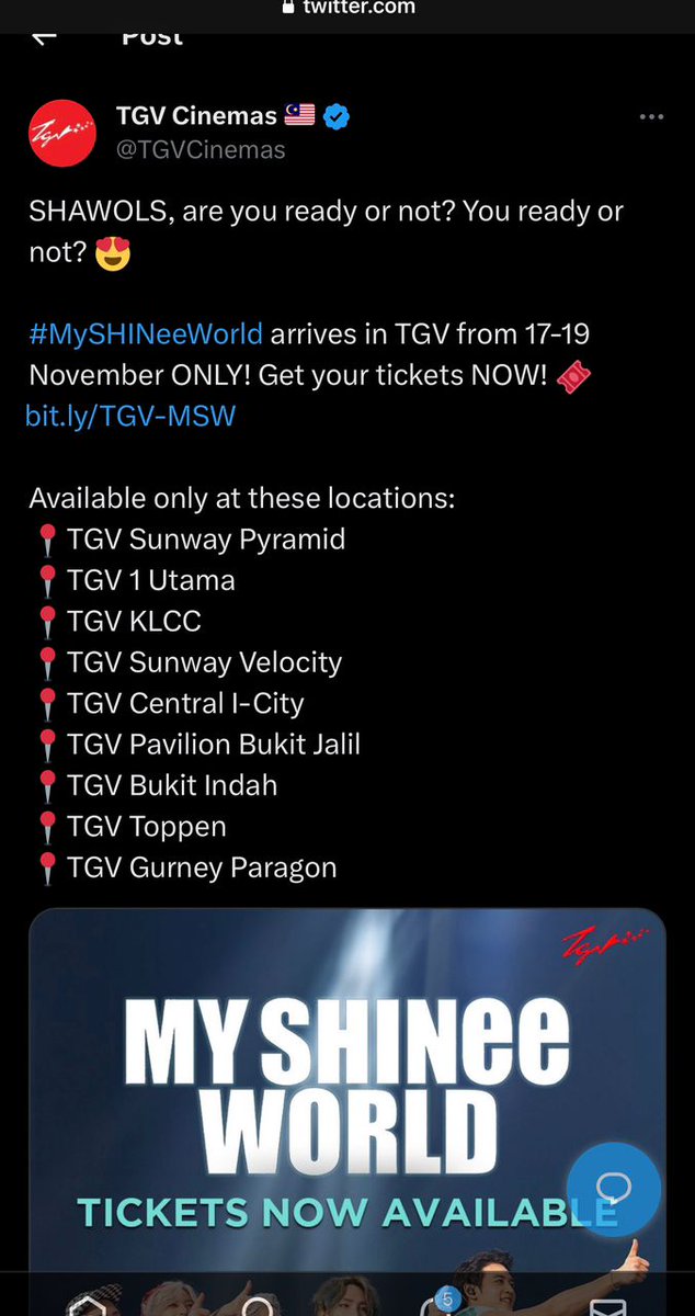 dowreenajosh's tweet photo. Well, if you're gonna show it at "selected" theater. I need buy flight ticket, booking hotel, buying show ticket and ect. I guess I would prefer you show it at beyond live bcoz more shawol will have a chance to watch it. But, this happened. Well done.

@SHINee 
@SMTOWNGLOBAL https://t.co/SXYzCdSWqe
