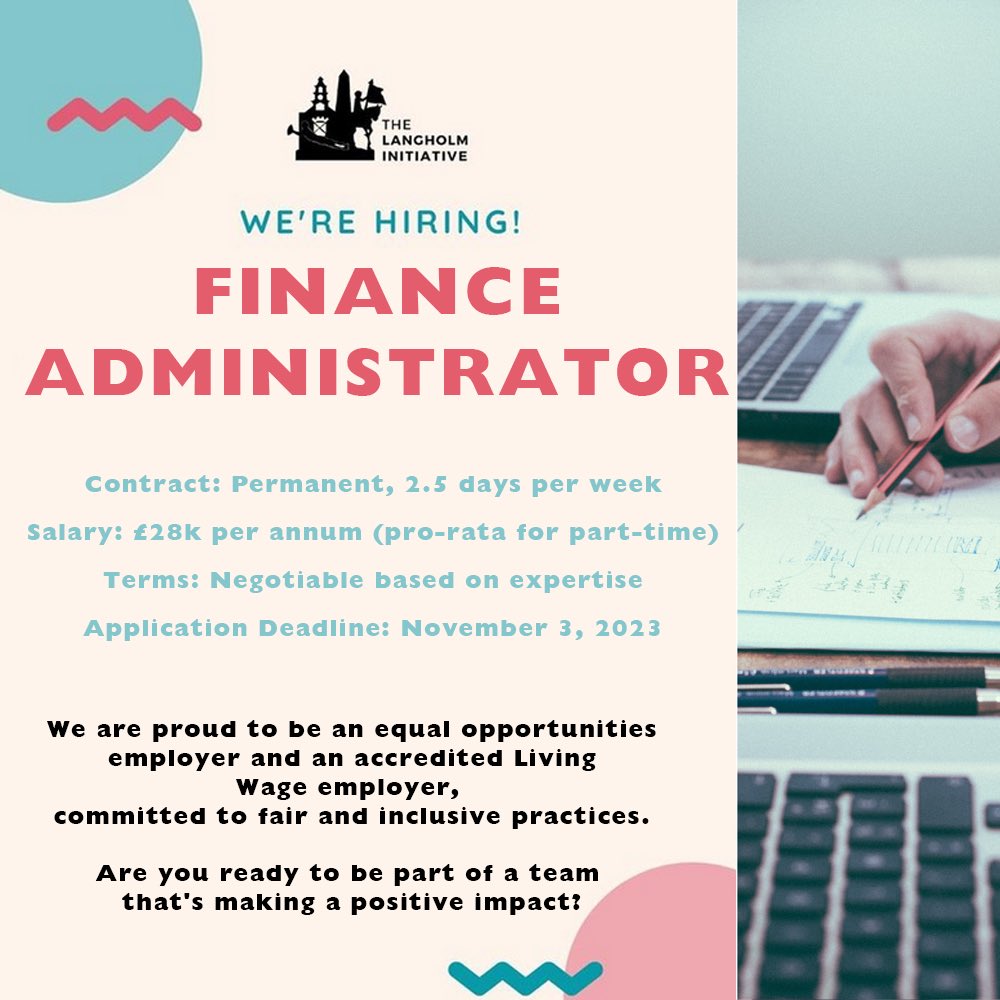 Do you have demonstrable financial administration experience and are looking to be part of a small but enthusiastic and supportive team? If so please view the full job description and application process at: langholminitiative.org.uk/vacancies Application deadline November 3rd