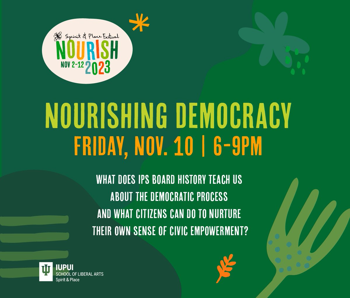 spiritandplace's tweet photo. Come enjoy snacks by Chef Clockwork Janz while nurturing your own sense of civic empowerment around the theme of past, current, and the future of IPS elections. RSVP today to attend this Spirit &amp; Place Festival Event on Friday, November 10th from 6-9pm. https://t.co/ScLyTAYjow https://t.co/4COPN3bb0W