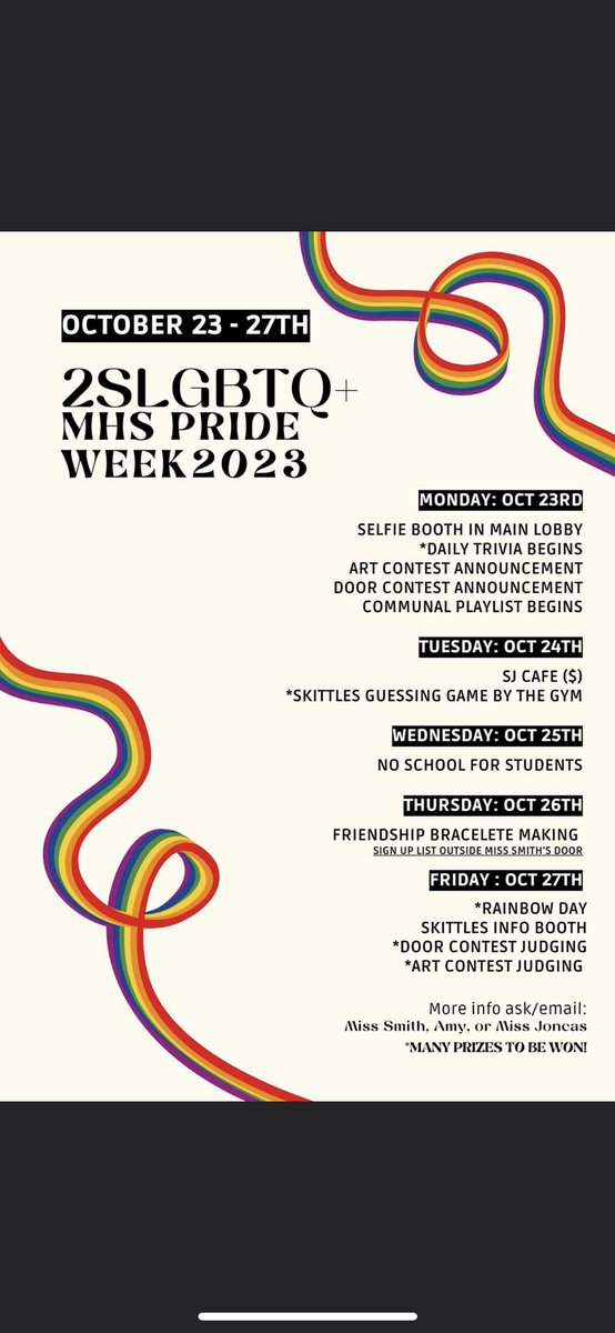 8bethhmorris's tweet photo. This week at Menihek High School is Pride Week! Check out our Photo Booth and our door for the door decorating contest! 🌈✨💗 @NLESDCA @menihekhigh https://t.co/HNf0k8X69o