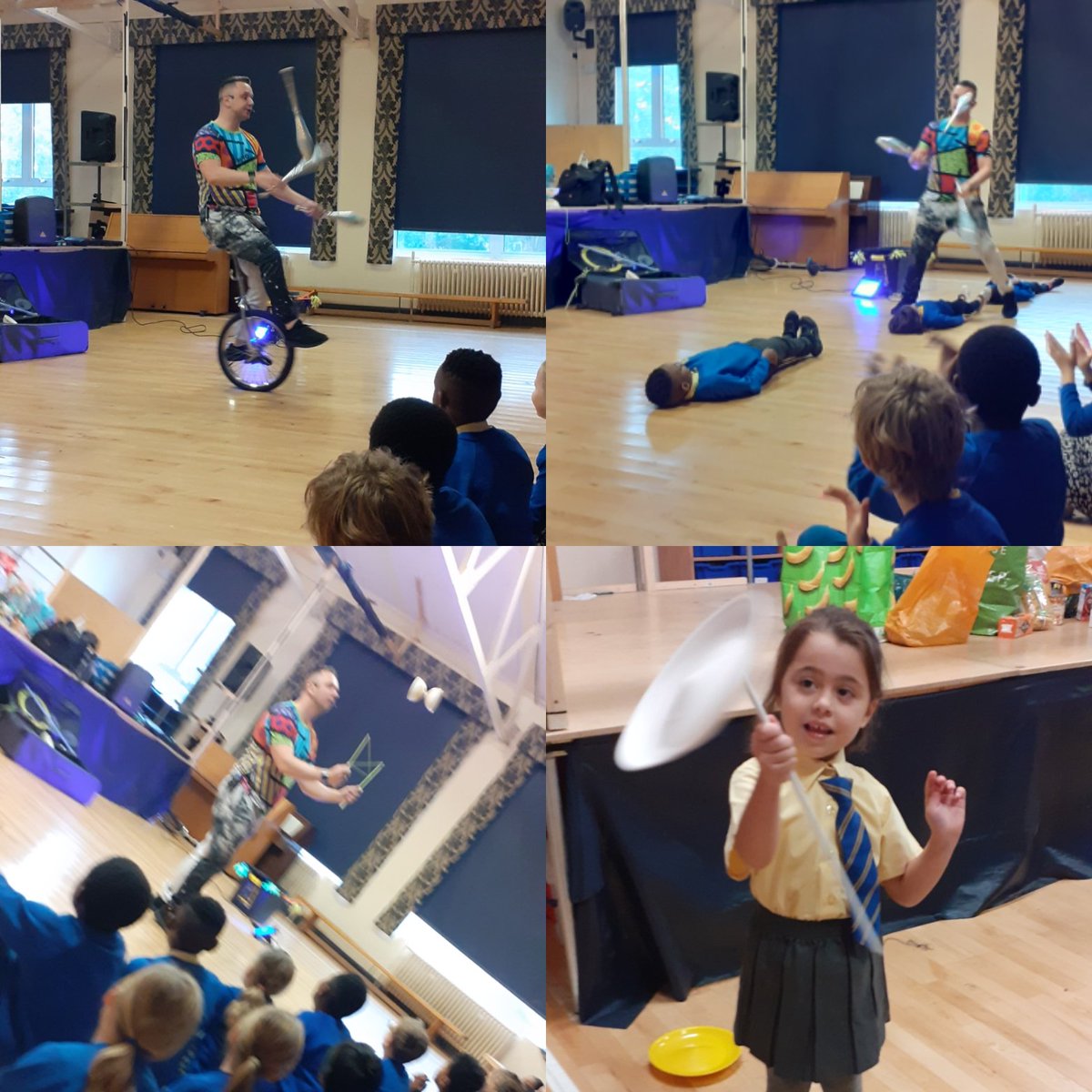 ptaofstmarys's tweet photo. What a fantastic day @StMaryB17 #circusworkshop.

Great way to end #halfterm. 

Thanks to everyone whom contributes to PTA events, we are able to do #funtimes #treatdays for the children 

#circus #platespinning #diabalo #flowersticks #juggling #unicycling #catholiclife https://t.co/ThJtvMxd2M