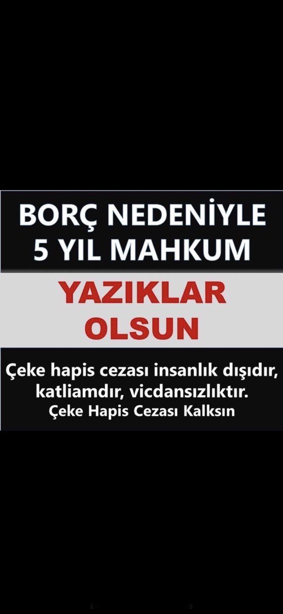 Hiç kimse ticaret yaptığı ve ödeyemediği çeklerden dolayı hapis cezası almamalı, Aileler dağılmamalı! 
🆘

#ÇekeHapisCezasıKalksın #Çekmağduruesnaf @hasandogan @fatihportakal @RHisarciklioglu @NOzdebir @B_PALANDOKEN @dbdevletbahceli @kilicdarogluk @meral_aksener @omerrcelik