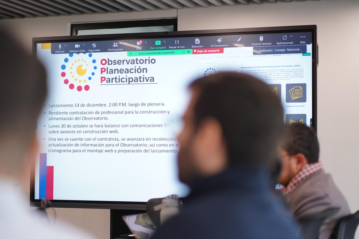 El Consejo Nacional de Planeación desarrolla su plenaria ordinaria. Avanza en fortalecer relaciones con <a href="/DNP_Colombia/">Departamento Nacional de Planeación</a>, la incidencia política en el Congreso de la República, su participación en el Consejo Nacional de Participación Ciudadana y la evaluación de su plan estratégico.