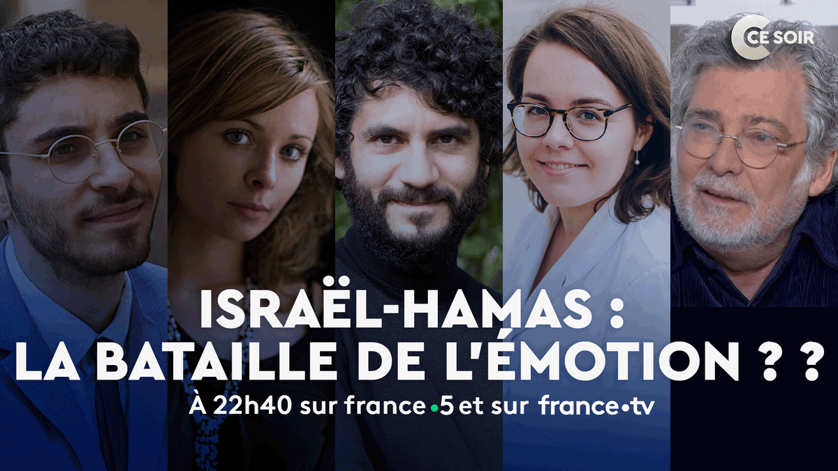 ⏰ 22h40 sur @FranceTV Avec : 📌@Rafael_Eyth Chargé d’études @GLthinktank 📌@manonquerouil Grande reporter @ParisMatch 📌@JaddHilal Écrivain 📌@HFayet Chercheuse à l'IFRI, spécialiste du Moyen-Orient 📌@oferbronchtein Président du Forum International pour la Paix