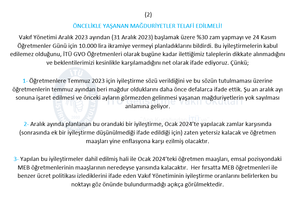 ituGvoOgrtmnlr's tweet photo. Müzakere yapılmadan, öğretmenlerin taleplerini karşılamayan iyileştirme oranlarını kabul etmiyoruz!

Öğretmenler muhatap kabul edilip problemlerine gerçekçi çözümler sunulmadığı sürece mücadelemize ve eylemlerimize kararlılıkla devam edeceğiz.

@itugvo 

#HaklarımızıİadeEdin https://t.co/IbapZFWP3P