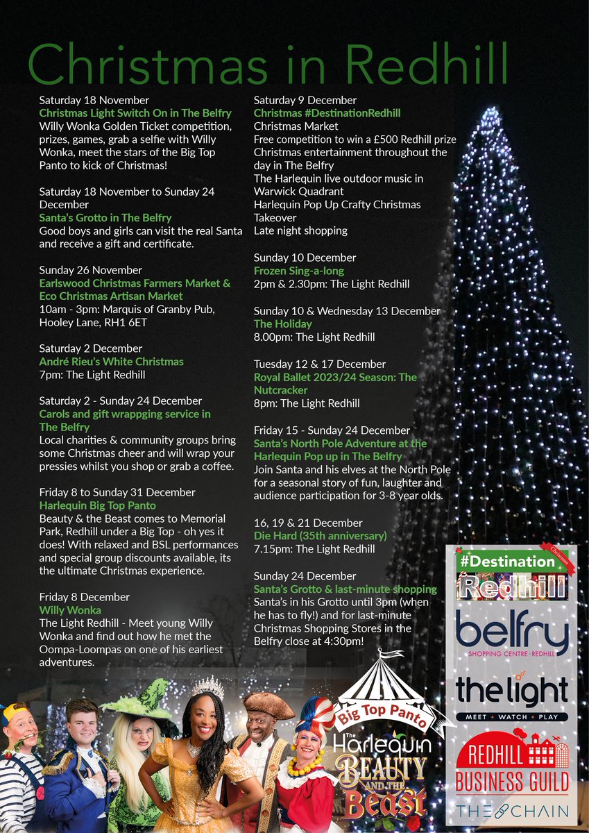 🎄 Have you ever seen this much Christmas in one town?!
#Redhill is celebrating the festive season this year with entertainment &amp; activities for all ages, from the 18 November Christmas Lights Switch On, til Christmas Eve. (And yes, we have included Die Hard!)
#RedhillChristmas🎅🏼