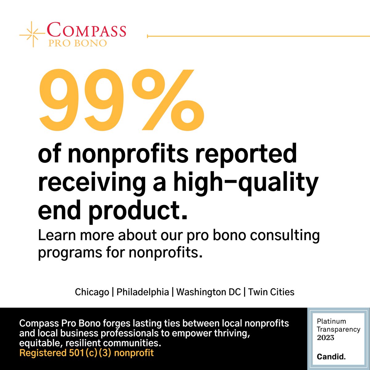 Attention nonprofits! Interested in receiving high-quality consulting services for free? Deadlines coming up for #TwinCities (10/27) + #Philadelphia (11/17) Twin Cities: bit.ly/TC-np22 Philly: bit.ly/PH-np22 Philly info session: bit.ly/45DUXu0