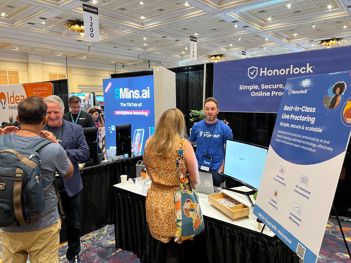 Honorlock's tweet image. Honorlock is excited to spend the week at #devlearn2023 in Las Vegas! Visit booth #1322 to meet members of the #honorsquad.