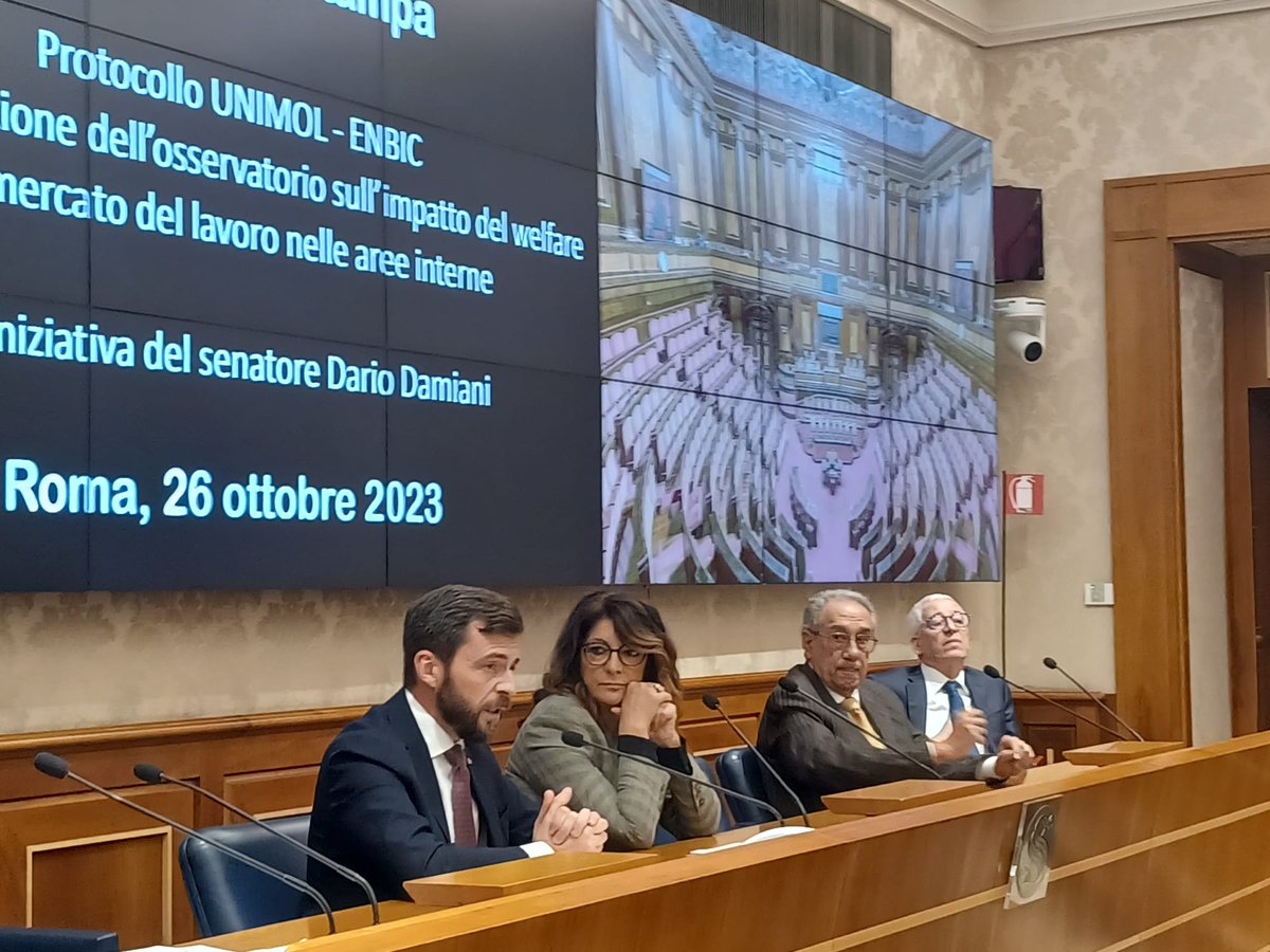 w_rizzetto's tweet photo. Alla presentazione del protocollo per la costruzione dell’Osservatorio sull’impatto del #welfare sul mercato del #lavoro e delle aree interne, ho ribadito l’importanza di informare e formare sui temi del welfare. Complimenti ad #Enbic e Università del Molise per l’iniziativa. https://t.co/Gudztd4QsZ