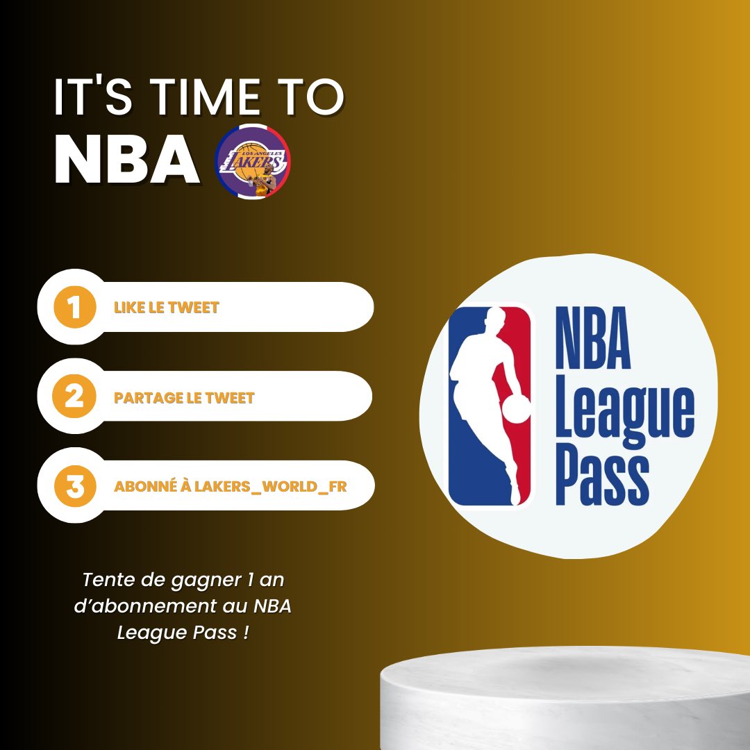 Lakers_World_Fr's tweet photo. 𝗡𝗼𝘂𝘀 𝘀𝗼𝗺𝗺𝗲𝘀 𝗮𝘂𝘁𝗮𝗻𝘁 𝗴𝗿𝗮̂𝗰𝗲 𝗮̀ 𝘃𝗼𝘂𝘀 𝗲𝘁 𝘃𝗼𝘂𝗹𝗼𝗻𝘀 𝘃𝗼𝘂𝘀 𝗿𝗲𝗺𝗲𝗿𝗰𝗶𝗲𝗿 𝗮𝘃𝗲𝗰 𝘂𝗻 𝗰𝗼𝗻𝗰𝗼𝘂𝗿𝘀 ! 🎁 

Nous vous offrons un abonnement d'un an au NBA League Pass pour suivre les matchs en direct.

⬇️ 𝗟𝗶𝘀𝗲𝘇 𝗯𝗶𝗲𝗻 𝗹𝗲𝘀 𝗰𝗼𝗻𝗱𝗶𝘁𝗶𝗼𝗻𝘀 ⬇️