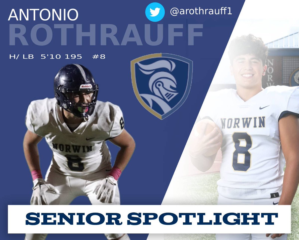 NorwinFB's tweet photo. Senior Spotlight: Antonio Rothrauff 

Tough. Discipline. Family ⚔️ https://t.co/I6sNUHdX9L