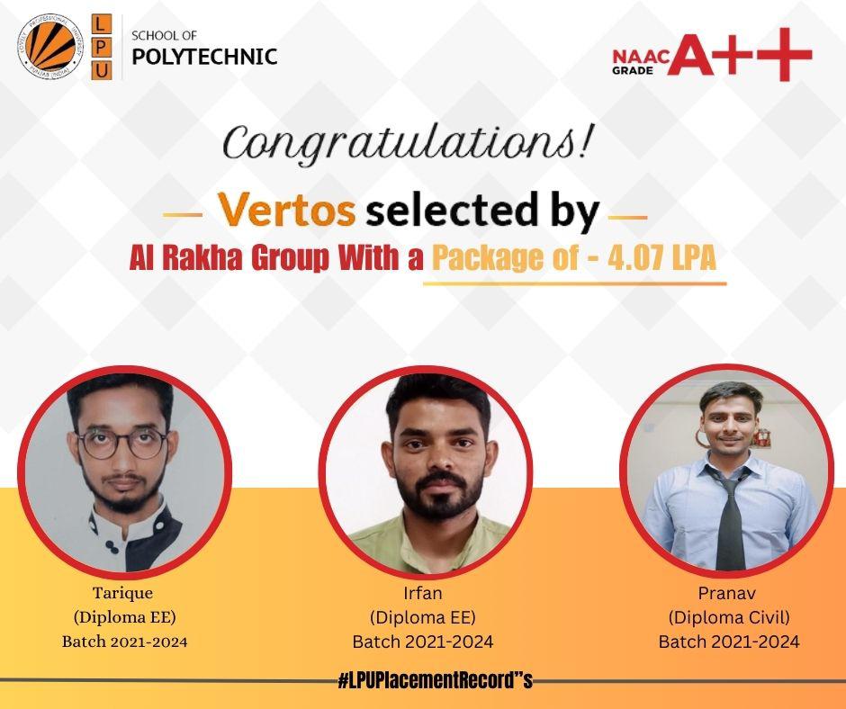 LPUPolytechnic's tweet photo. Congratulations to vertos.
#placement #guestlecture #freshers #NAAC #bestpolytechnic #lpuuniversity #lpupolytechnic #diploma #diplomaengineering #lpu #projects #innovation https://t.co/zoFEDLySFw