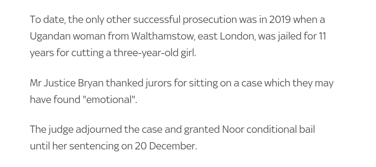 "Amina Noor guilty of assisting female genital mutilation of British girl, 3, on trip to Kenya."
news.sky.com/story/amina-no…
