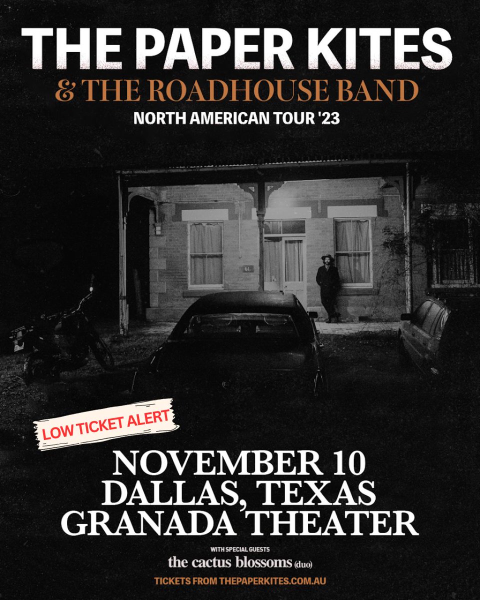 🚨 Low Ticket Alert 🚨 @thepaperkites and The Roadhouse House Band are bringing their North American Tour '23 to The Granada Theater on 11/10 with special guests @thecactusblossoms! 🎫 buff.ly/3HmRkPN
