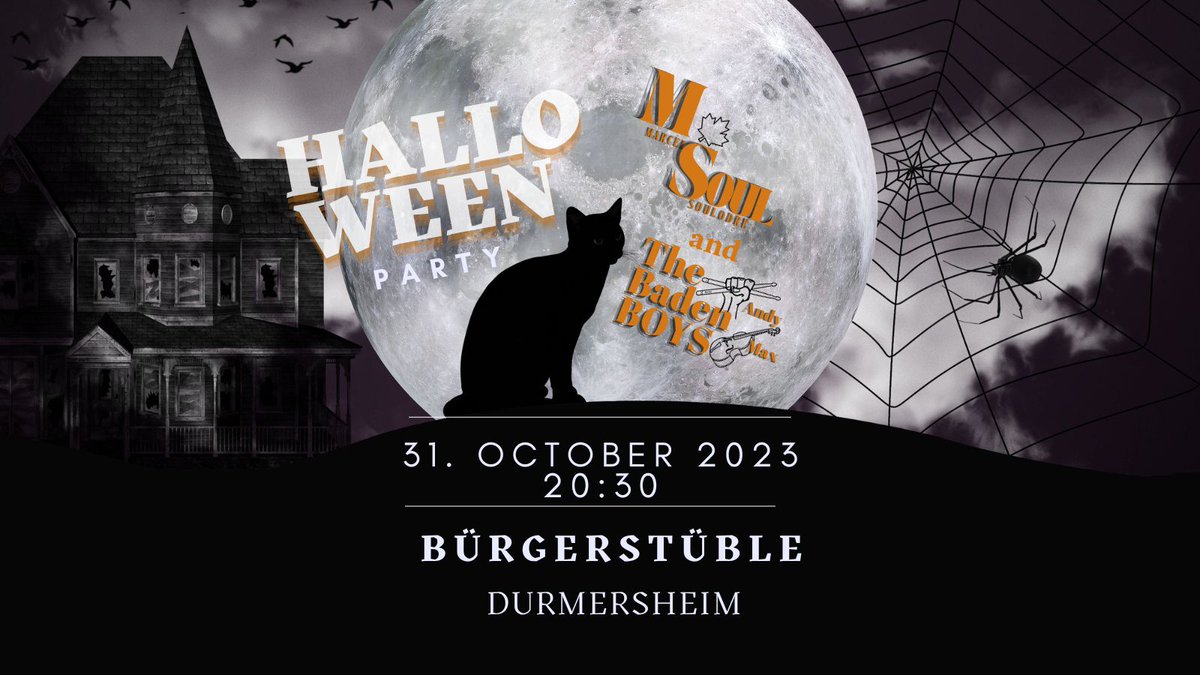 Halloween Party in Durmersheim !
🇨🇦M.SOUL & The 🇩🇪Baden Boys playing American Songs at the Bürgerstüble Durmersheim‼️
#durmersheim #Halloween #livemusic #folkrock #countryrock #guitarist #canadiansingersongwriter #rocknroll #marcelsoulodre #americanamusic