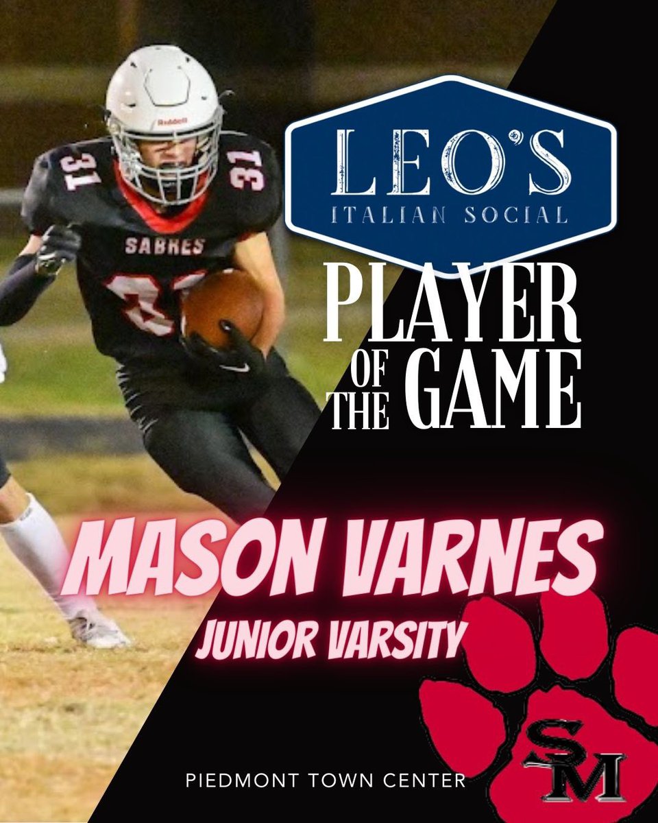 Sabre Nation,

Here are your Week 10 vs. Porter Ridge High School, LEO’s Player of the Game! 
#THESTANDARD