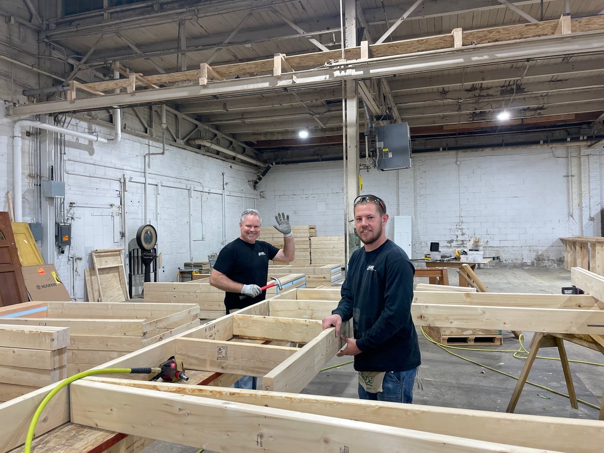 MEI_TES's tweet photo. A crew from our Milwaukee location volunteered with Habitat for Humanity and they built frames for an entire house and a half! Awesome job team! #learngivedo https://t.co/mO0AKKKUxE