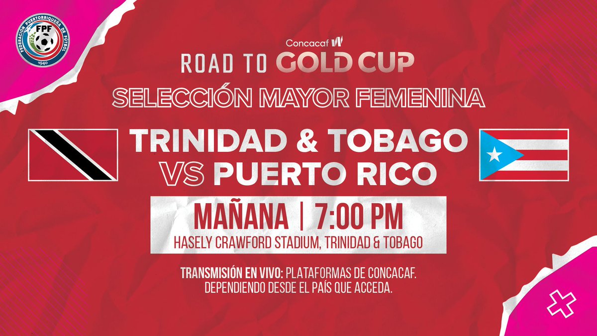 Selecciones Nacionales de Puerto Rico (@huracanazulpr) on Twitter photo ⚽️ Concacaf Road to Gold Cup
🆚 Trinidad & Tobago vs. Puerto Rico
⏰ mañana viernes, 27 de octubre 7:00 PM
🏟 Hasely Crawford Stadium, Trinidad & Tobago ⚽️ Concacaf Road to Gold Cup
🆚 Trinidad & Tobago vs. Puerto Rico
⏰ mañana viernes, 27 de octubre 7:00 PM
🏟 Hasely Crawford Stadium, Trinidad & Tobago