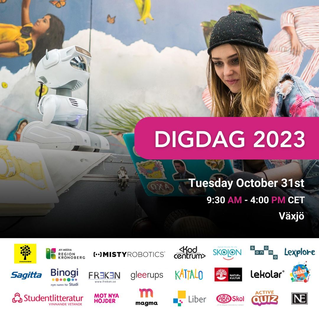 MistyRobotics's tweet image. After an incredible day at Digitalidag Misty is continuing her journey around Sweden. On Tuesday October 31st Misty is heading to the Digital Competence Day 2023 (DIGDAG) in Växjö! To register for the event please visit:buff.ly/3Q4BCfK
#digdag2023 #växsjö #robotics