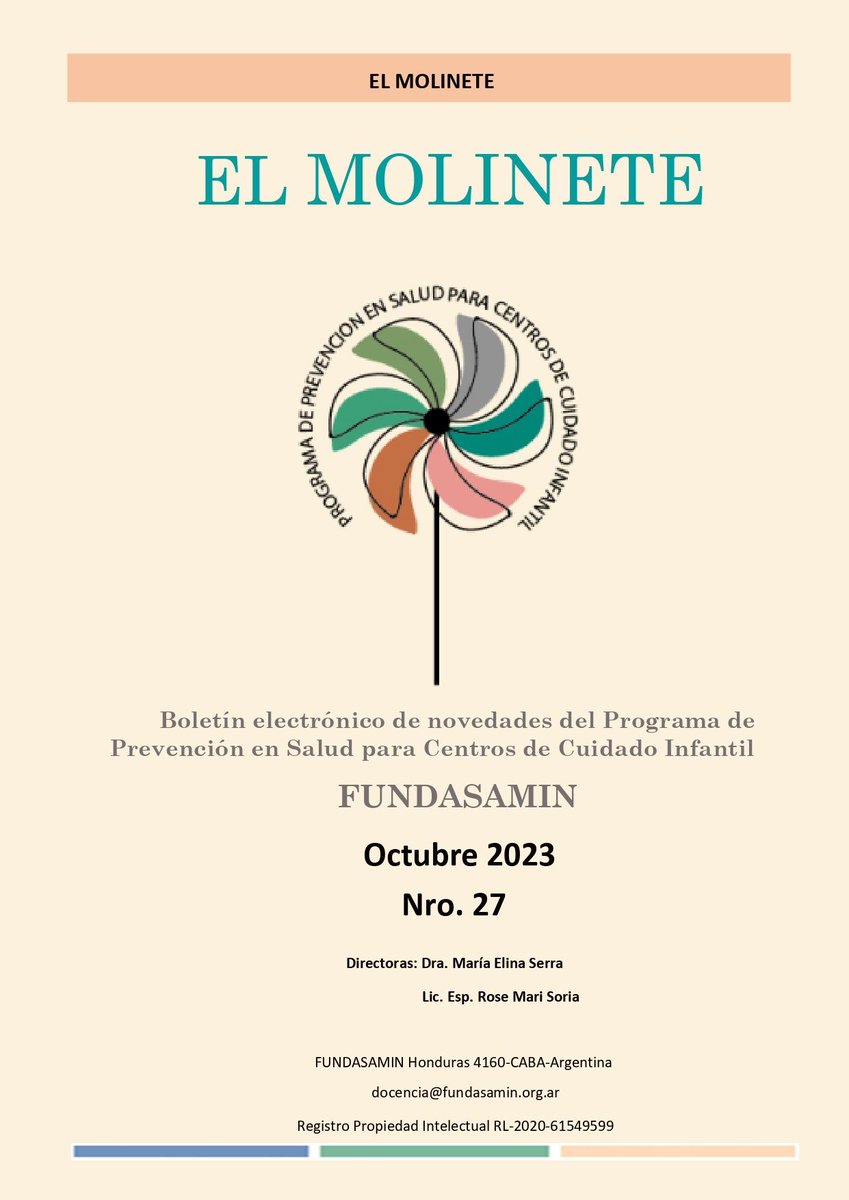 FUNDASAMIN's tweet photo. Les acercamos el nuevo número de El Molinete, el boletín electrónico del Programa de Prevención en Salud para Centros de Cuidado Infantil.
A partir de ahora vos también podés publicar en El Molinete. Podés ver los requisitos https://t.co/qv1B2AHMuc

https://t.co/m7qRIaFyu1 https://t.co/S3ghqWAVWa
