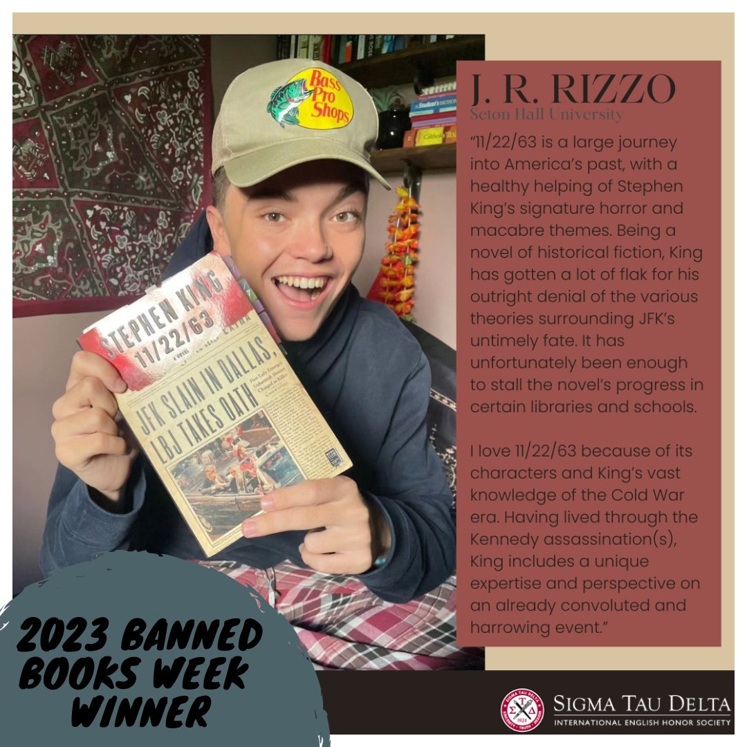 J. R. Rizzo
 2023 Banned Books Week Contest Winner
 Seton Hall University

#EnglishHonor #BannedBooksWeek #BookBans #BannedBooks #WeNeedDiverseBooks #censorship #IntellectualFreedom #ChallengedBooks #FreedomToRead #LetFreedomRead