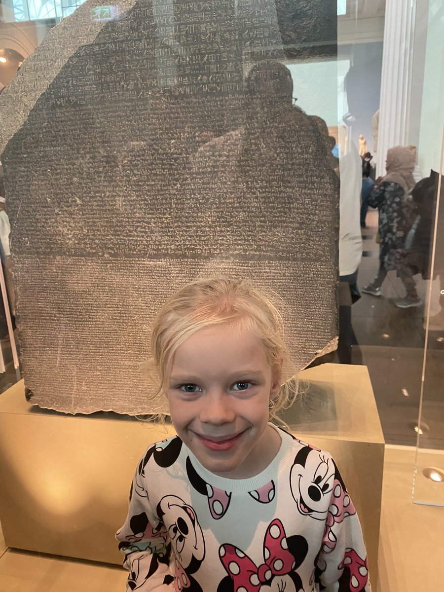 laura_b81's tweet photo. Olivia (and all of us!) has had a brilliant time at the @britishmuseum teaching us all about Ancient Egypt. Her favourite was the Rosetta Stone! She’s excited to show the class her trail sheet and photos when she’s back in school next week @OURLADYSASPULL @Year3MissL https://t.co/zPSImbUu1E