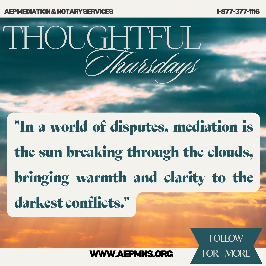 Thoughtful Thursdays, from AEP!
#thoughtfulthursday #thoughts #thoughtoftheday #quotes #quotestoliveby #quotesoftheday #thoughtleaders #mediation #divorce #litigationsupport
wix.to/P6Nq7zN