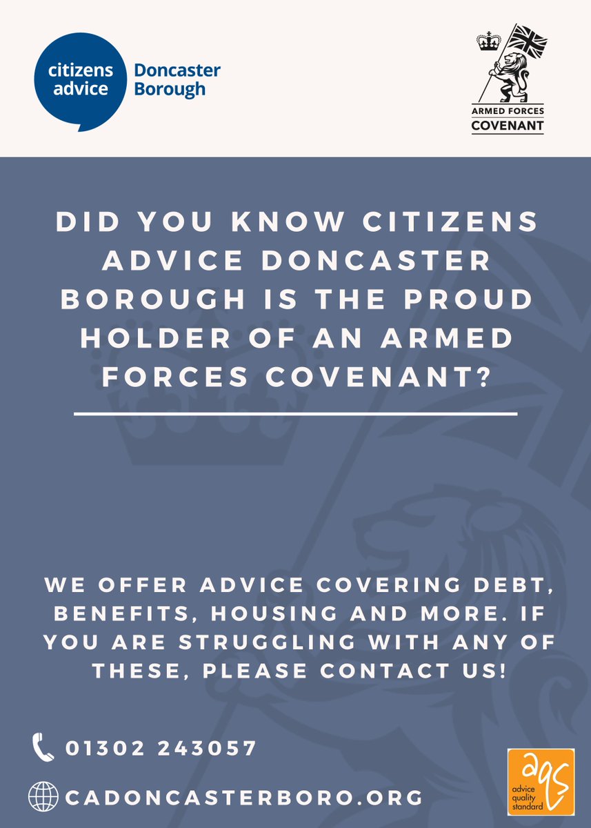 CABDoncaster's tweet image. We&apos;re proud to be Forces Friendly🎖️CADB is committed to supporting our veterans active-duty personnel &amp;amp; their families Their dedication inspires us to create a community that values our Armed Forces💪#ForcesFriendly #SupportingOurHeroes #MilitaryAppreciation #Advicematters