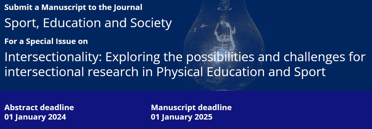 Delighted to share news about this SI <a href="/SESJournal/">Sport, Education and Society Journal</a> 
with colleagues <a href="/TheCSJ_Sport/">The Centre for Social Justice in Sport & Society</a> 
Plenty of time to get abstracts and full manuscripts to us 👇
bit.ly/_CSES