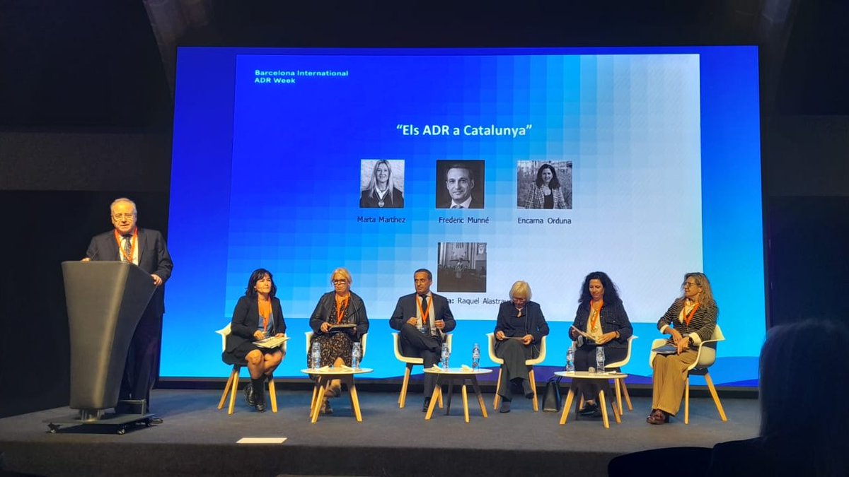 ICABarcelona's tweet photo. 📸 El diputat ICAB @MunneFrederic, a l'#ADRWeek. Ponència "Els ADR a Catalunya: la mediació empresarial i els mecanismes de Segona Oportunitat", junt a Elisabeth Saltor, dir. Centre Mediació Catalunya; Marta Martínez, degana @ICATORTOSA i @OrdunaEncarna, pres. @conselladvocat. https://t.co/cQCU4lLhhj