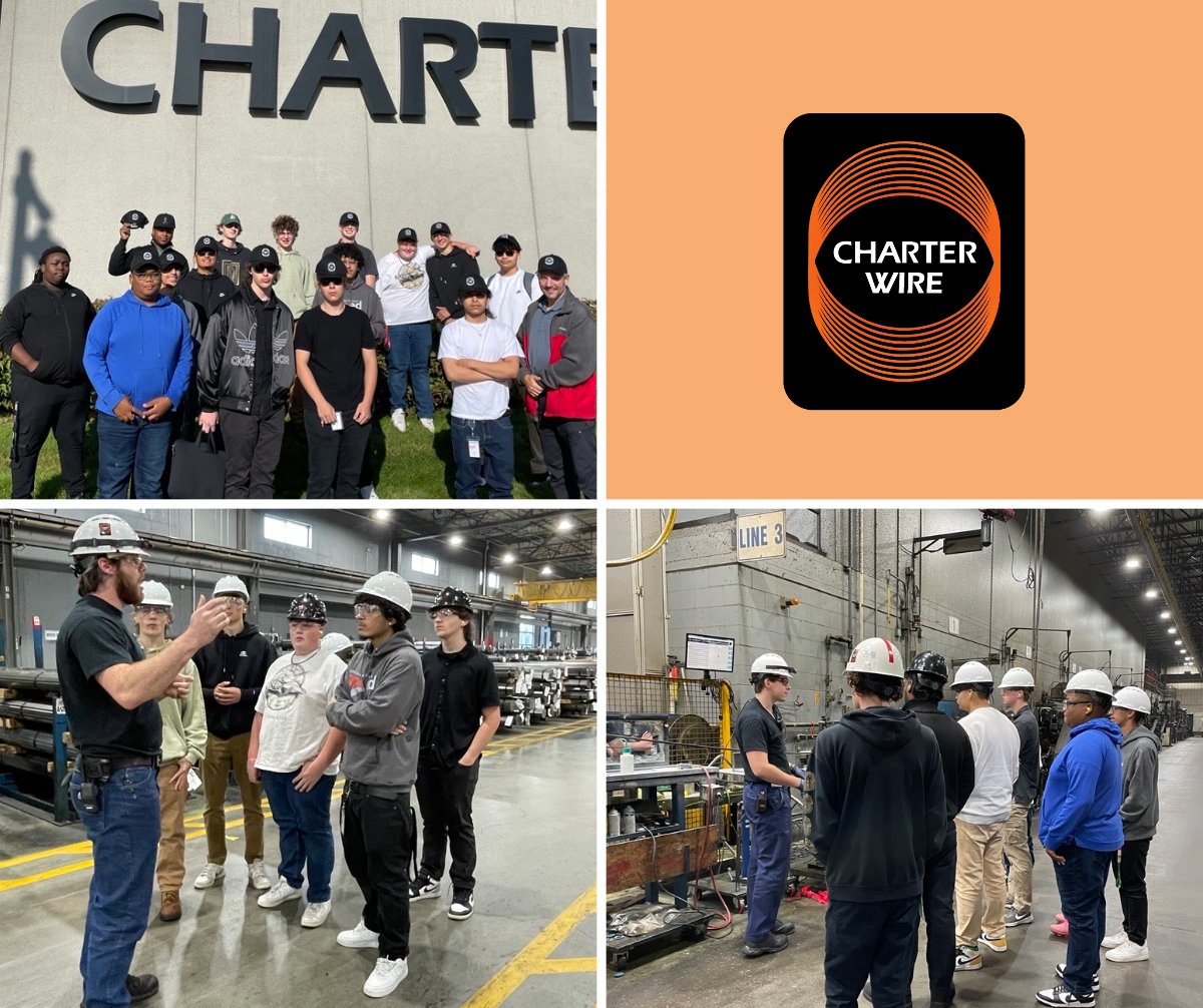 Charter Wire recently hosted students from @GPSEdPartners, a work-based learning program that encourages students and employers to close the education gap, for a tour at our Menomonee Valley plant in Milwaukee to learn how we produce cold rolled steel shapes and wire.
