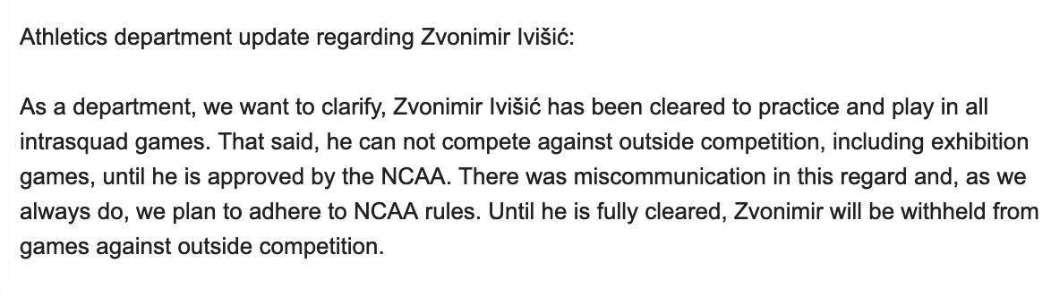 UK statement on Big Z: So, zero available big men at the moment.