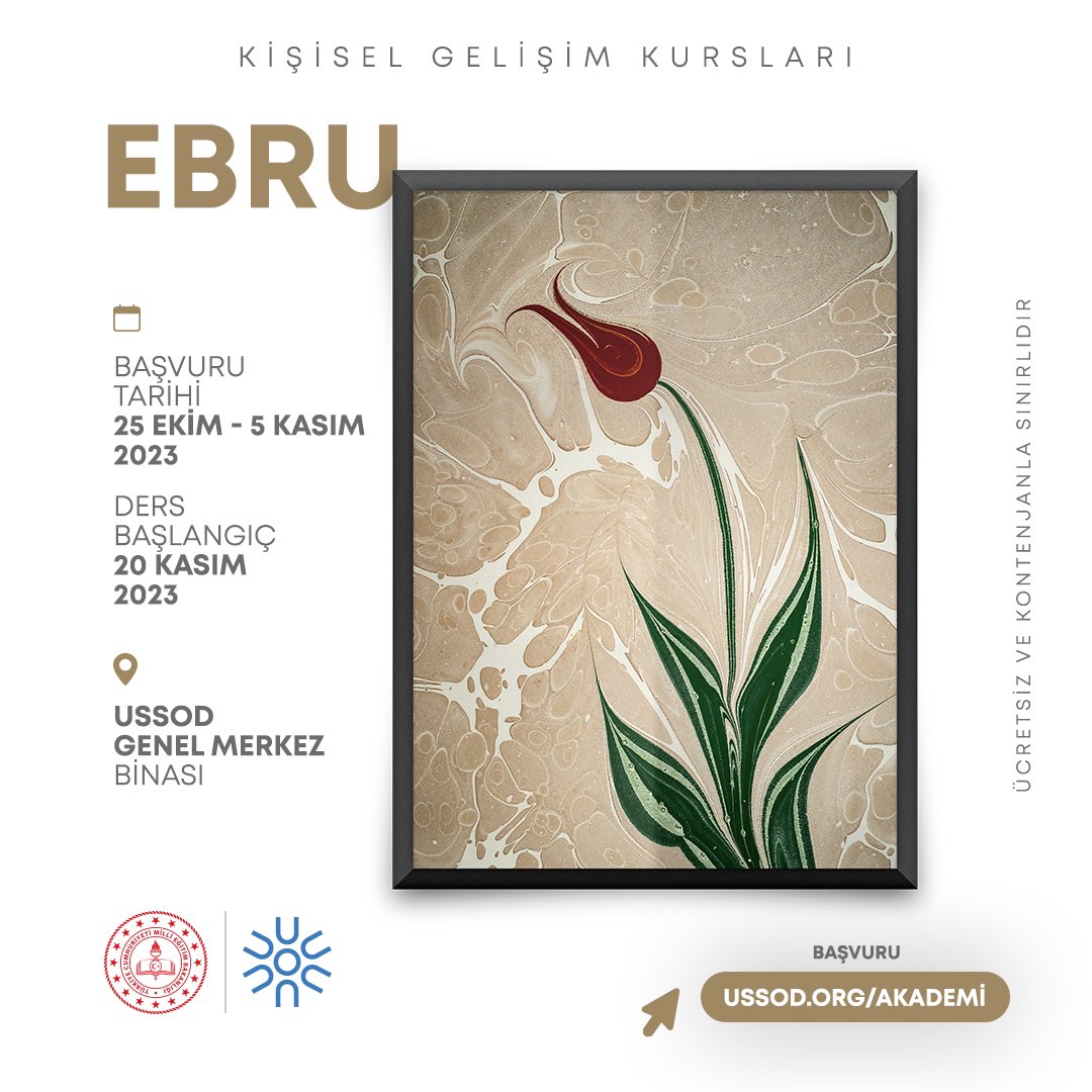 AKADEMİ USSOD BAŞVURU DUYURUSU
 
MEB - HALK EĞİTİM - USSOD SERTİFİKALI (E DEVLETTEN SORGULANABİLİR) ÜCRETSİZ KURSLARIMIZIN BAŞVURU KAYDI ALINDIKTAN SONRA HANGİ KURSİYERLERİMİZİN DERSLERE KATILABİLECEĞİNİ KOMİSYONUMUZ TARAFINDAN BELİRLENEREK VERMİŞ OLDUĞU BİLGİLER DOĞRULTUSUNDA